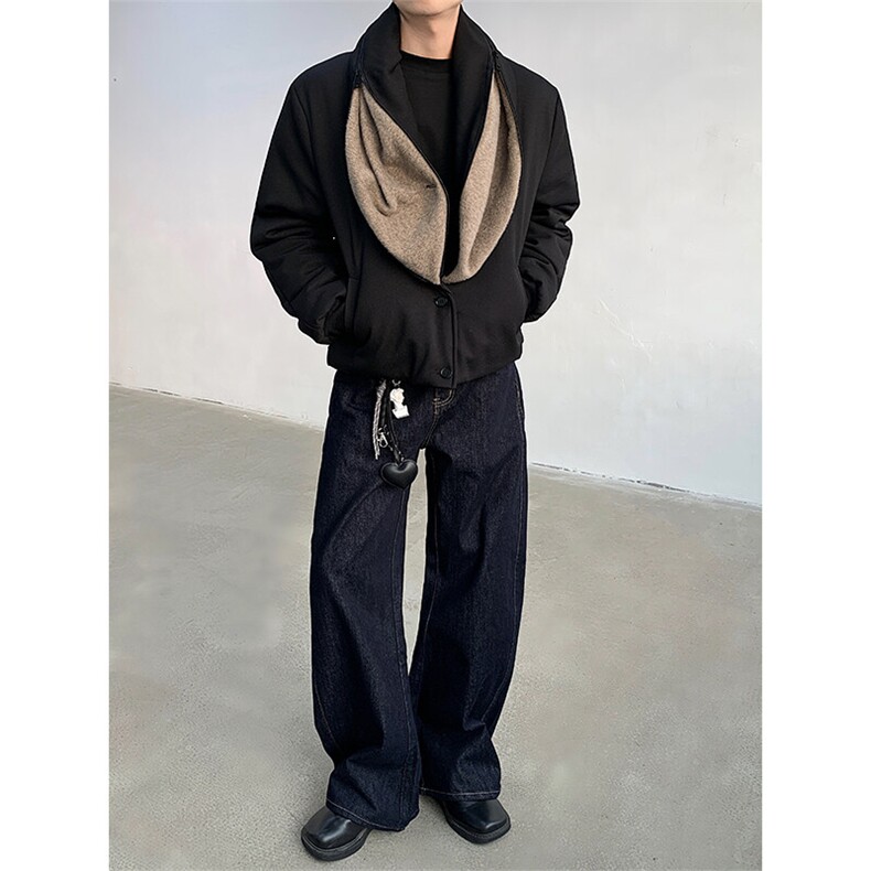 现货！25立体裁剪仿水掉毛青果领外套短款厚棉服MJ1065-P168,男装棉衣,电商B288