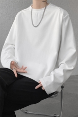 8XL-M重磅垫肩长袖T恤男设计感圆领卫衣正肩纯色打底衫DX329P48，男装T恤，电商D206-1