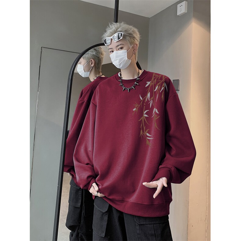 抖音品质秋季新款风纯棉印花宽松圆领卫衣wycm262特批28-控49,男装卫衣,星座605(原A050)