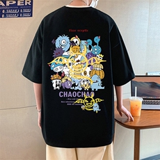 T799短袖t恤男夏季新款高街休闲纯棉体恤oversize大码宽松上衣服，男装T恤，星座304A-1