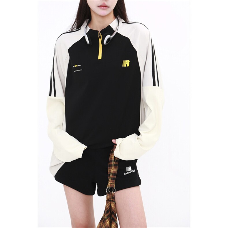美式拼接撞色插肩袖圆领卫衣男女潮牌宽松休闲FT74P42,男装卫衣,星座1013-1