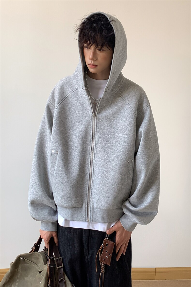 GENIOLAMODE空气层透气卫衣男秋季cleanfit夹克美式高街短款外套,男装卫衣,电商A102