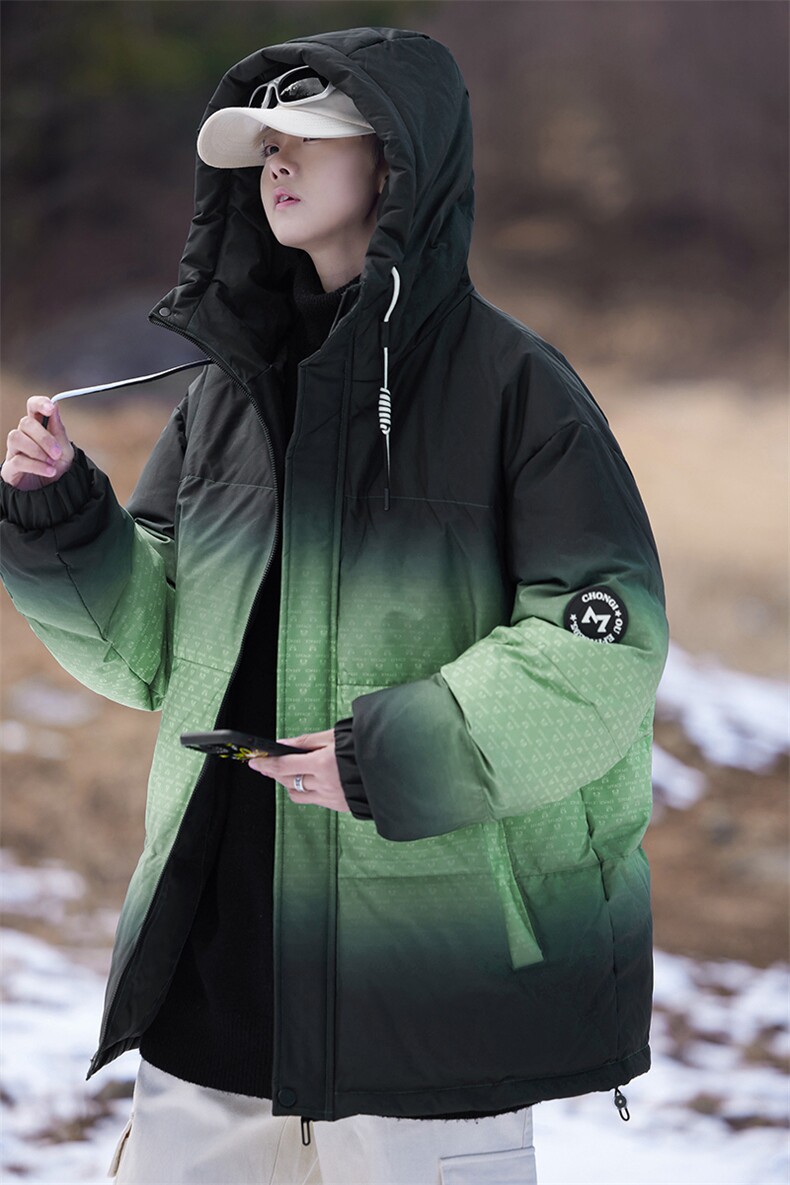 雪景冬季防寒白鸭绒连帽渐变色男士羽绒服外套大衣Y90313P228,男装羽绒服,星座309（原A406）