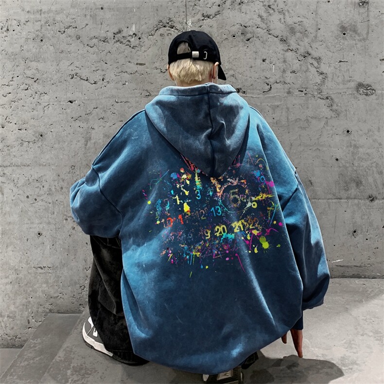 美式潮牌重磅水洗做旧连帽卫衣力推大码男XZ517A-2-Y7759-P68，男装卫衣，星座517A-2