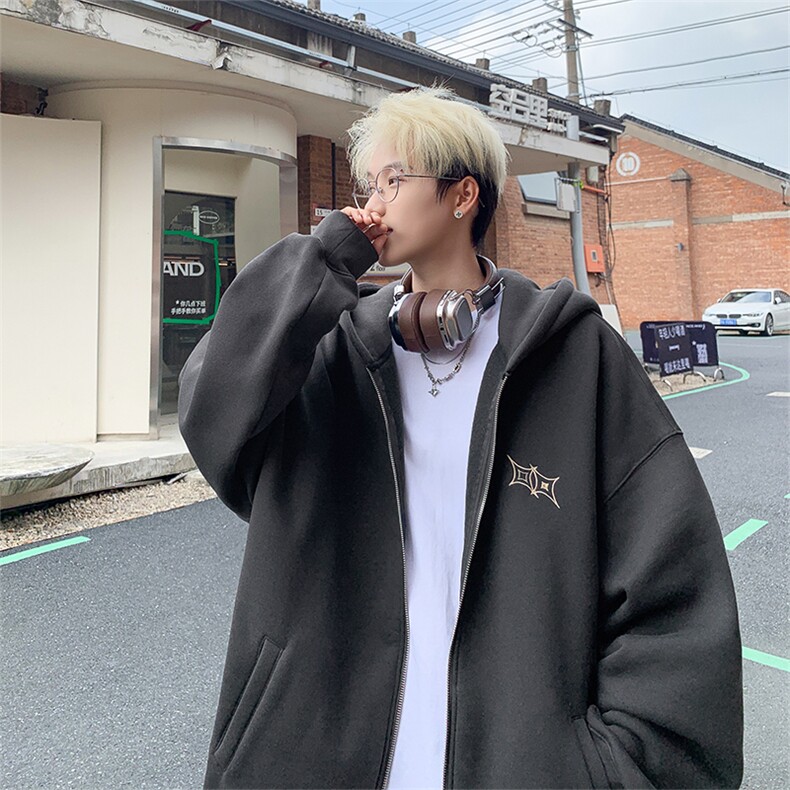 不侵权杜宾美式开衫420G加绒加厚连帽卫衣外套B888-P76,男装卫衣,星座310A