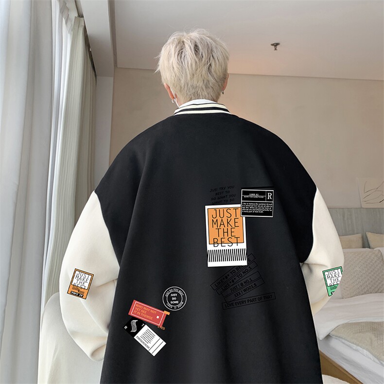 摇粒绒棒球服男大码开衫卫衣男夹克BF86121-P65,男装夹克,电商A040
