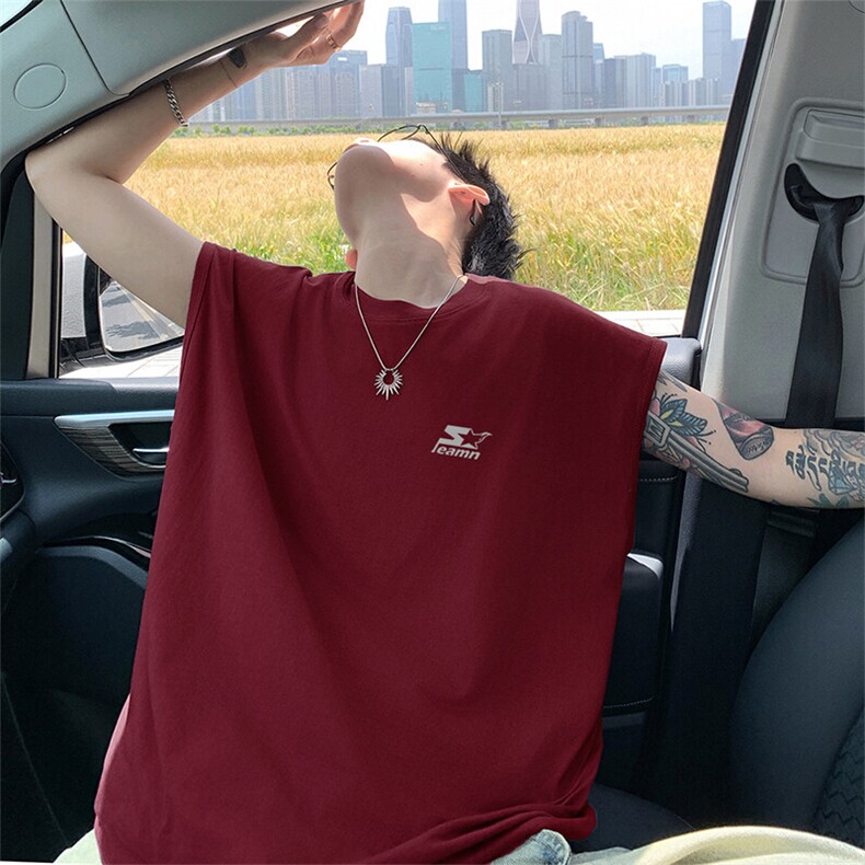 可48小时发货支持抖音得物来样二开240克重磅美式纯棉背心无袖t恤，男装背心/马甲，电商A486