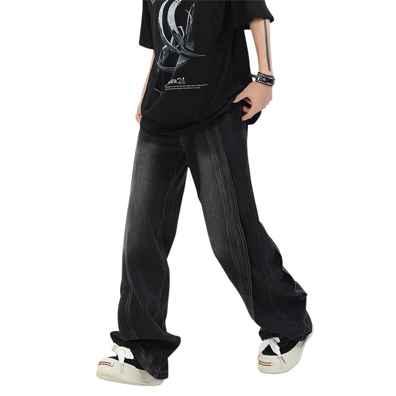 K1108-p45（网络图）现货得物牛仔裤无弹阔腿直筒裤长裤扎花，男装牛仔裤，星座103A-1