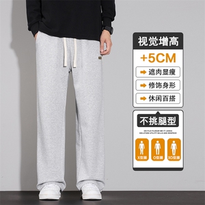 休闲裤男秋冬款宽松垂感直筒阔腿卫裤运动裤青少年长裤子D015-P45图片