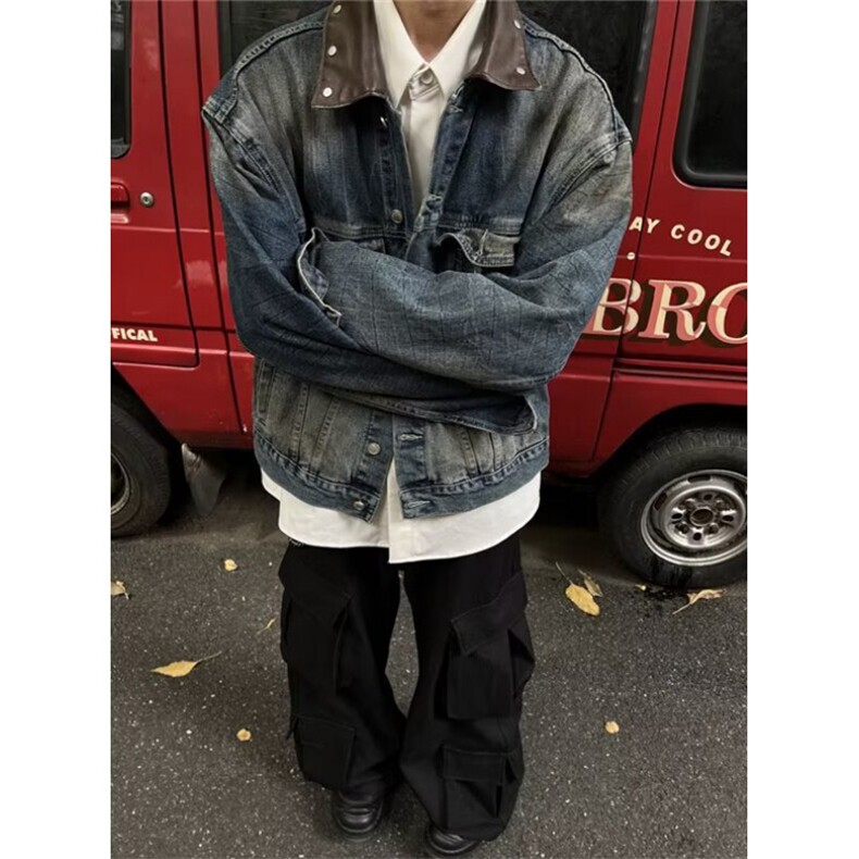 春季日系复古牛仔衣外套男宽松潮流ins休闲工装夹克外穿JN1243，男装工装外套，星座1116A（原606A-3）