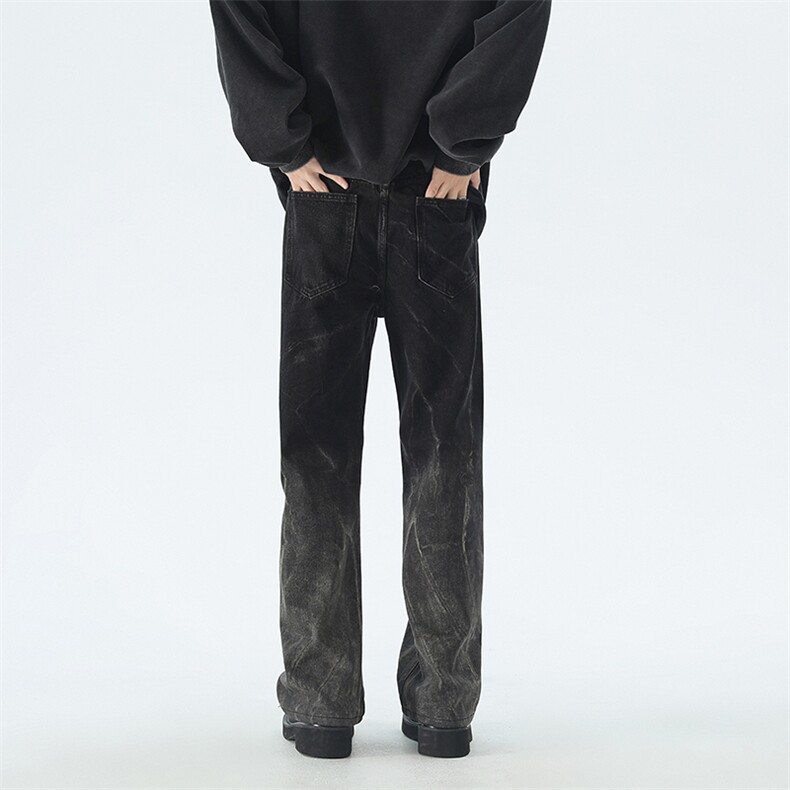 B221 美式ins高街暗黑松紧腰宽松直筒牛仔裤 LK24291-特P45控78图片