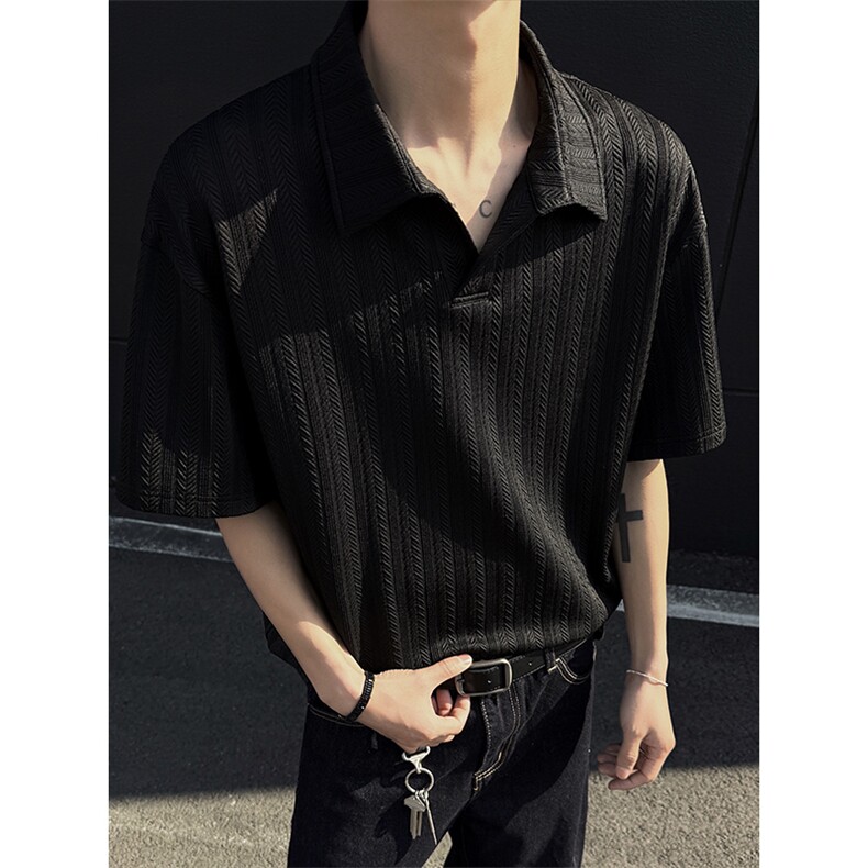 2026夏季新款X7084-TP2548老钱风polo衫夏季休闲麦穗纹短袖,男装T恤,电商A102