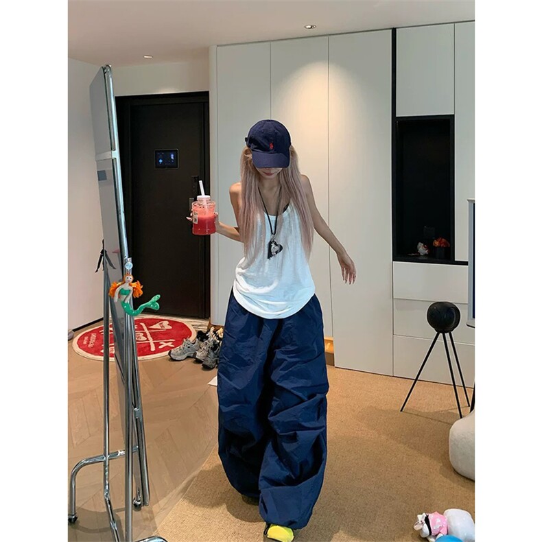 网图有货美式复合纯色阔腿垂感休闲裤男女宽松慵懒长裤A706-P45,男装休闲裤,星座1505