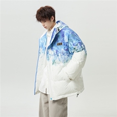 XZ-230-1MY705男模无影墙轻奢百搭水墨扎染休闲连帽棉服P118控158，男装棉衣，星座230-1