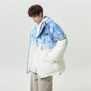 XZ-230-1MY705男模无影墙轻奢百搭水墨扎染休闲连帽棉服P118控158图片