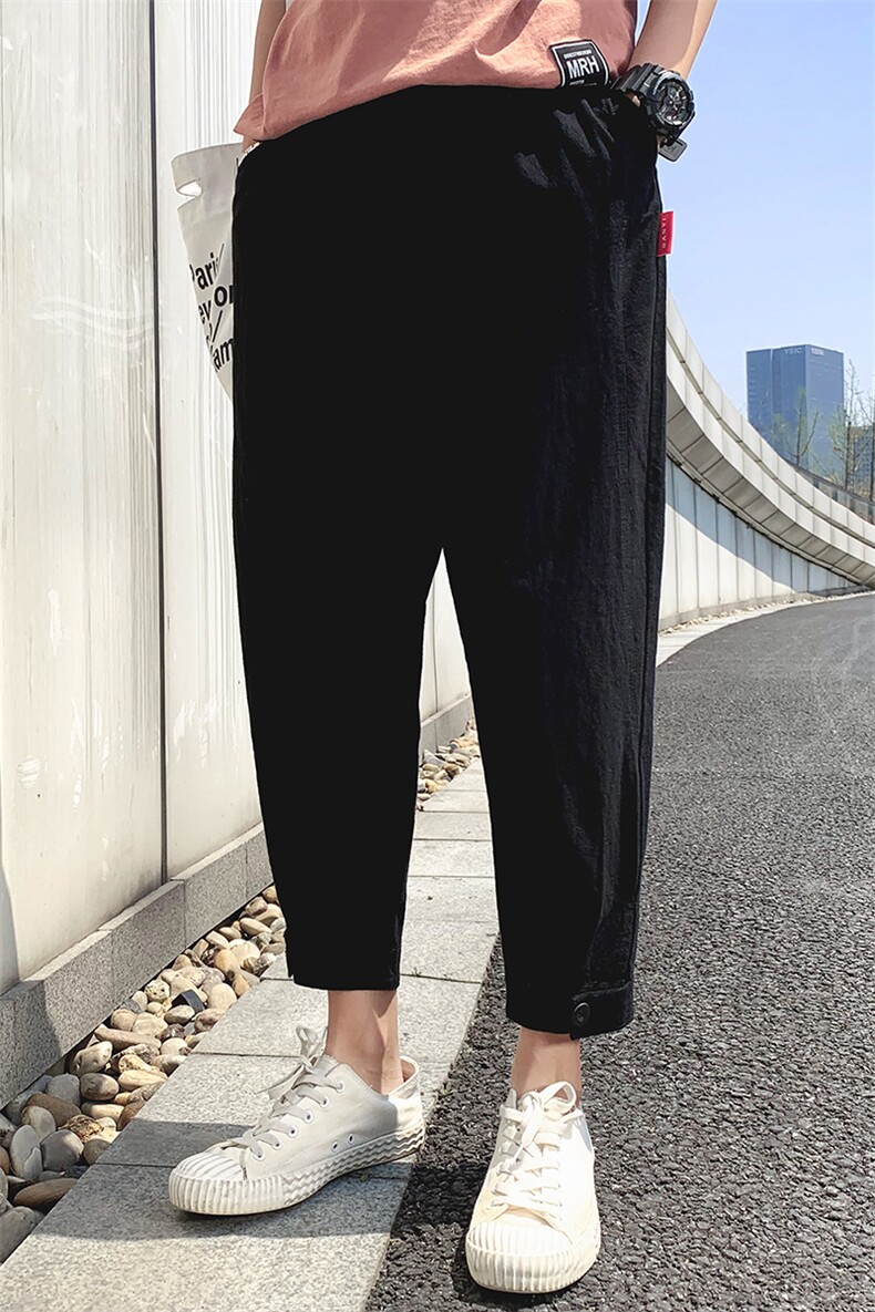 束脚裤男2021夏季潮流小脚哈伦裤新款休闲裤九分运动裤DS383T,男装休闲裤,电商A102