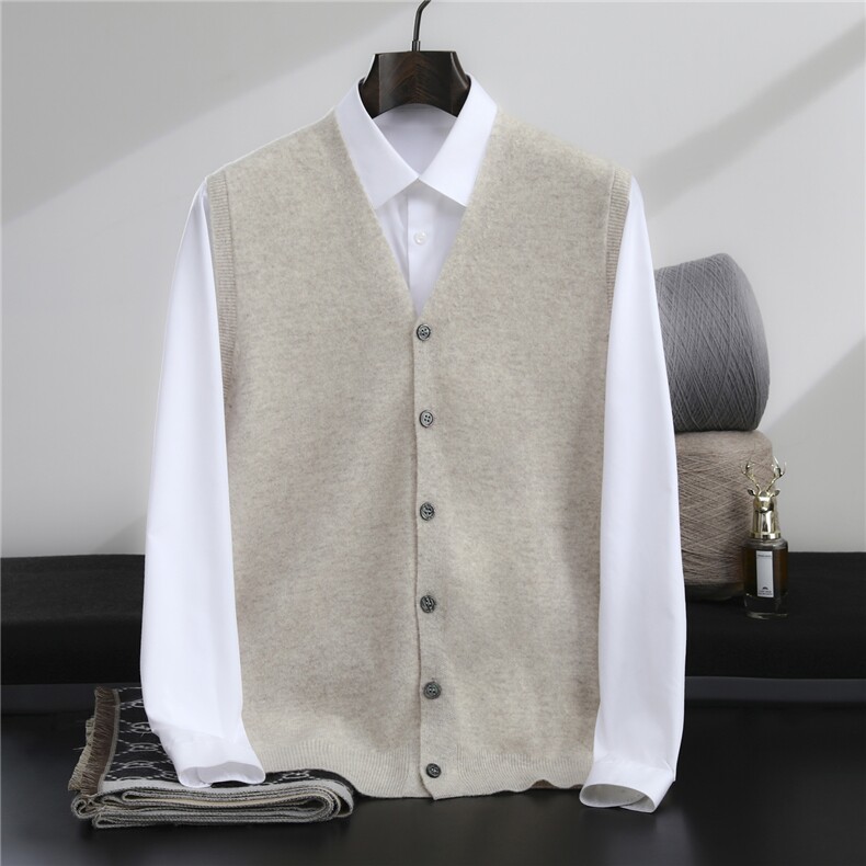 2025百搭时尚简约v领开衫马甲羊毛衫，男装羊毛衫，忠诺羊绒