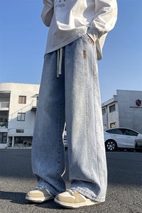 2025年秋季新款美式复古工装拼接牛仔宽松直筒休闲裤阔腿805-P44图片