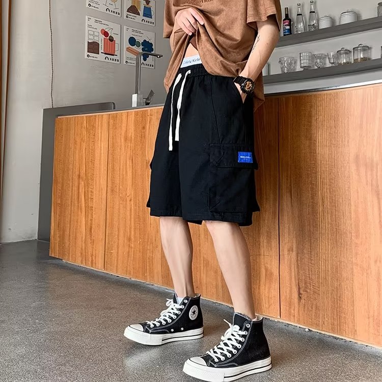 休闲工装短裤男夏季日系宽松青春系带五分裤K227-P35,男装休闲裤,星座1109-3