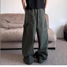 D9041-P75美式痞帅阔腿工装裤男女宽松直筒拖地长裤潮-网图现货，男装牛仔裤，星座603-2