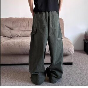 D9041-P75美式痞帅阔腿工装裤男女宽松直筒拖地长裤潮-网图现货图片