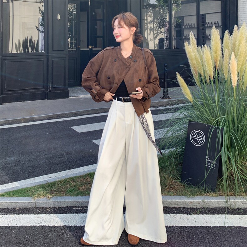 【新品】复古麂皮绒双排扣机车短外套2C105-Q509-P160-K238,女装短外套,2C105