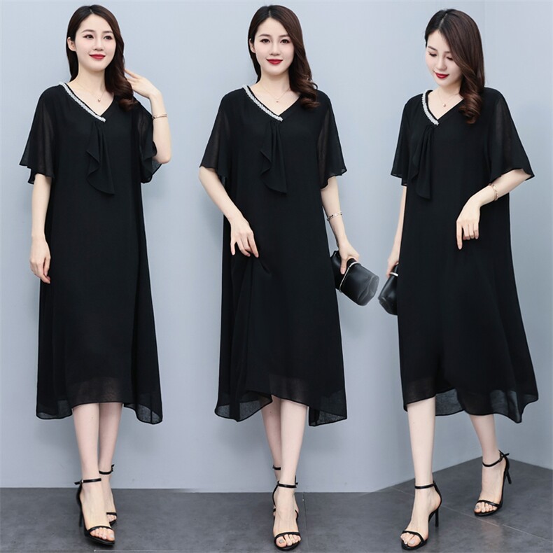 （现货）夏季新款200斤胖MM大码女装雪纺连衣裙宽松遮肚子显瘦，女装连衣裙，深妍伊美