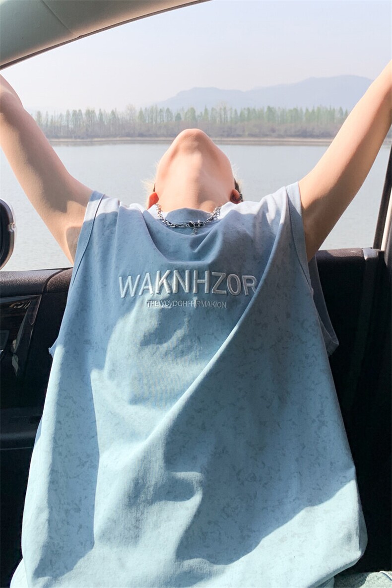 ！2026夏季新款男士重工刺绣汗背心潮牌无袖T恤BX302特P26,男装背心/马甲,电商B220