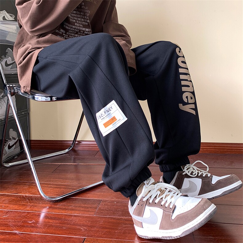 2024春款男卫裤字母发泡拼接束脚裤加大码M-5XLK15P40,男装休闲裤,星座1013-1