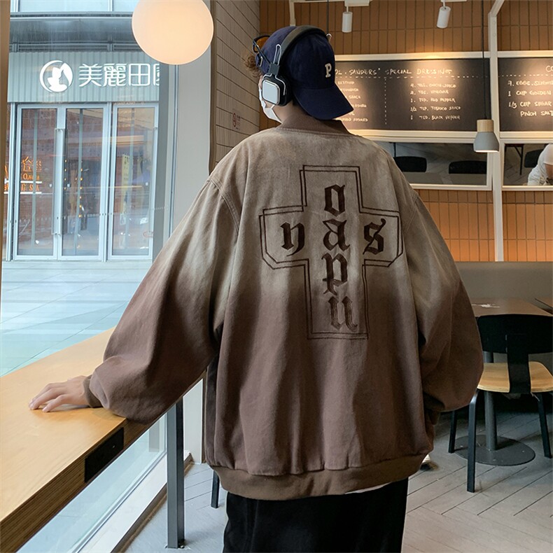 扎染刺绣棒球服外套男港风秋季宽松青少年学生休闲夹克JK0705-P68,男装夹克,星座308B-1