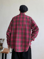 美式oversize宽松格子衬衫外套男休闲寸衫复古长袖衬衣MC18-P33，男装衬衫，星座1008