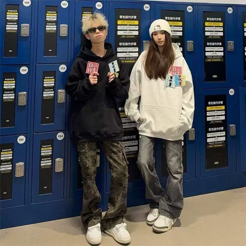 【有货】DY708-P58美式高街刺绣连帽卫衣男女款春秋季新款潮,男装卫衣,星座603-2