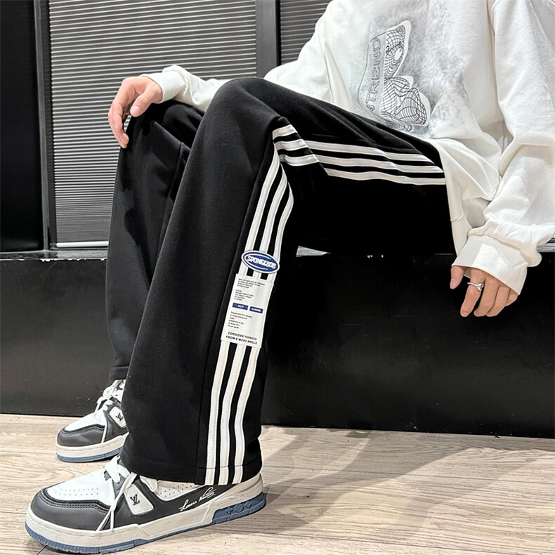秋季青少年纯棉休闲潮牌条纹运动裤子XZ301b-2-CK627P35图片