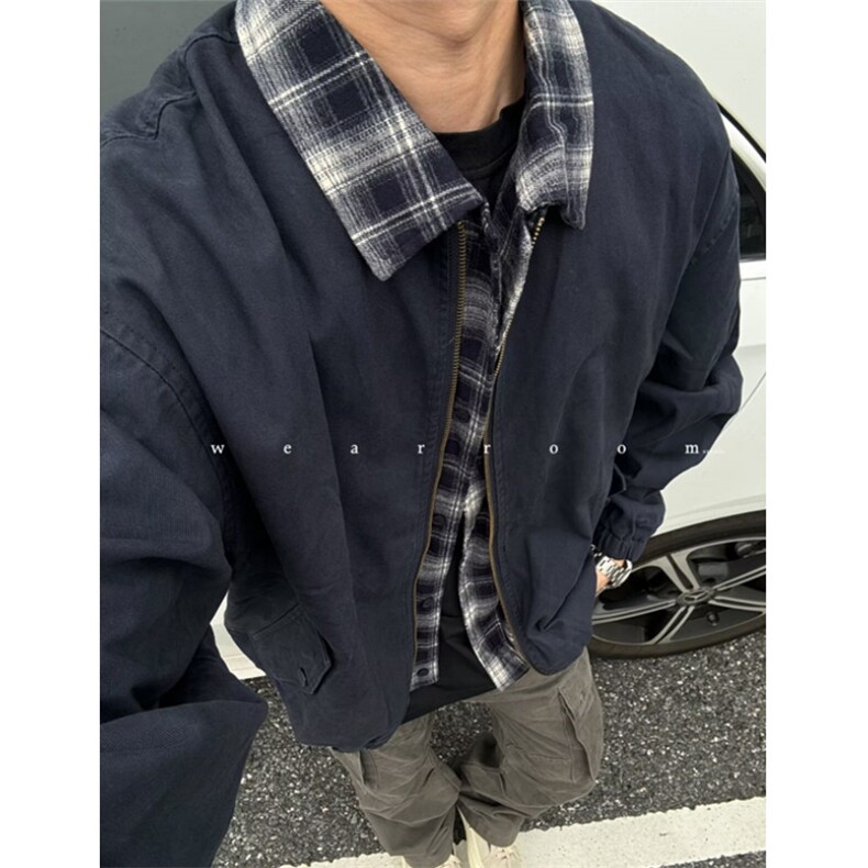 假两件拼接夹克外套男春秋款翻领防风防水男士潮男装JW193,男装夹克,星座1116A（原606A-3）