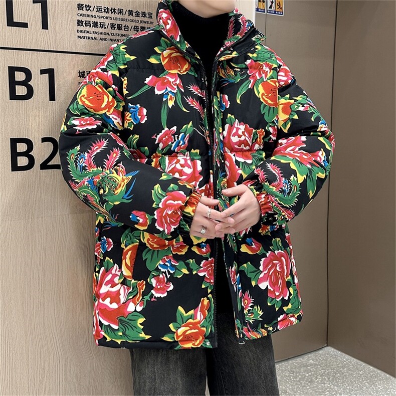 手塞棉加厚东北花棉袄立领加厚保暖风棉衣XZ212-1-QMH88-P68,男装棉衣,星座212-1
