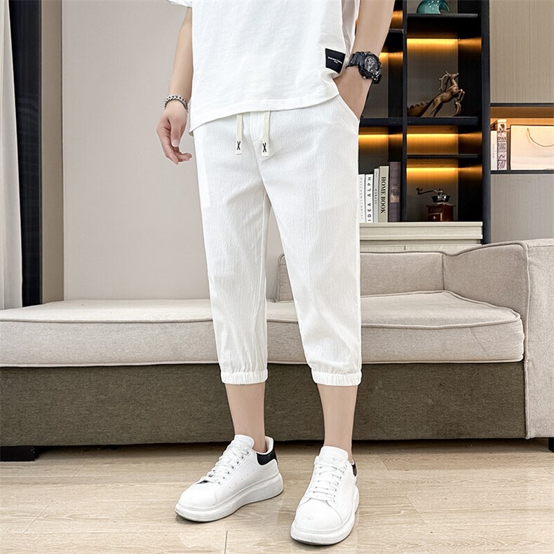 泡泡格夏季新款水洗短裤男休闲七分裤百搭休闲裤XZ310B-3-DK07,男装牛仔裤,星座310B-3
