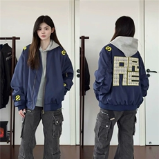 【有货】DRS106-P58美式街头刺绣字母夹克男女设计百搭廓形外套，男装夹克，星座603-2