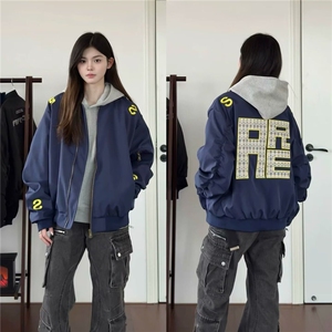 【有货】DRS106-P58美式街头刺绣字母夹克男女设计百搭廓形外套图片
