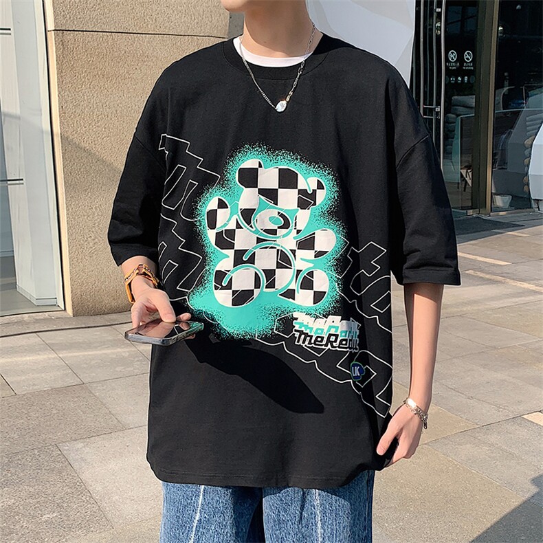 得物抖音40支双纱高品质港风潮牌纯圆领短袖T恤男女T7185-P45,男装T恤,电商A441-1