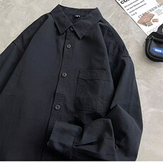 春高级感工装长袖衬衫男潮百搭日系宽松时尚休闲衬衣LS924P37，男装衬衫，星座1013-5