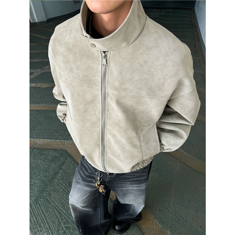 现货现货秋冬季男士复古皮衣夹克现货立领皮外套宽松特批58，男装夹克，电商B210