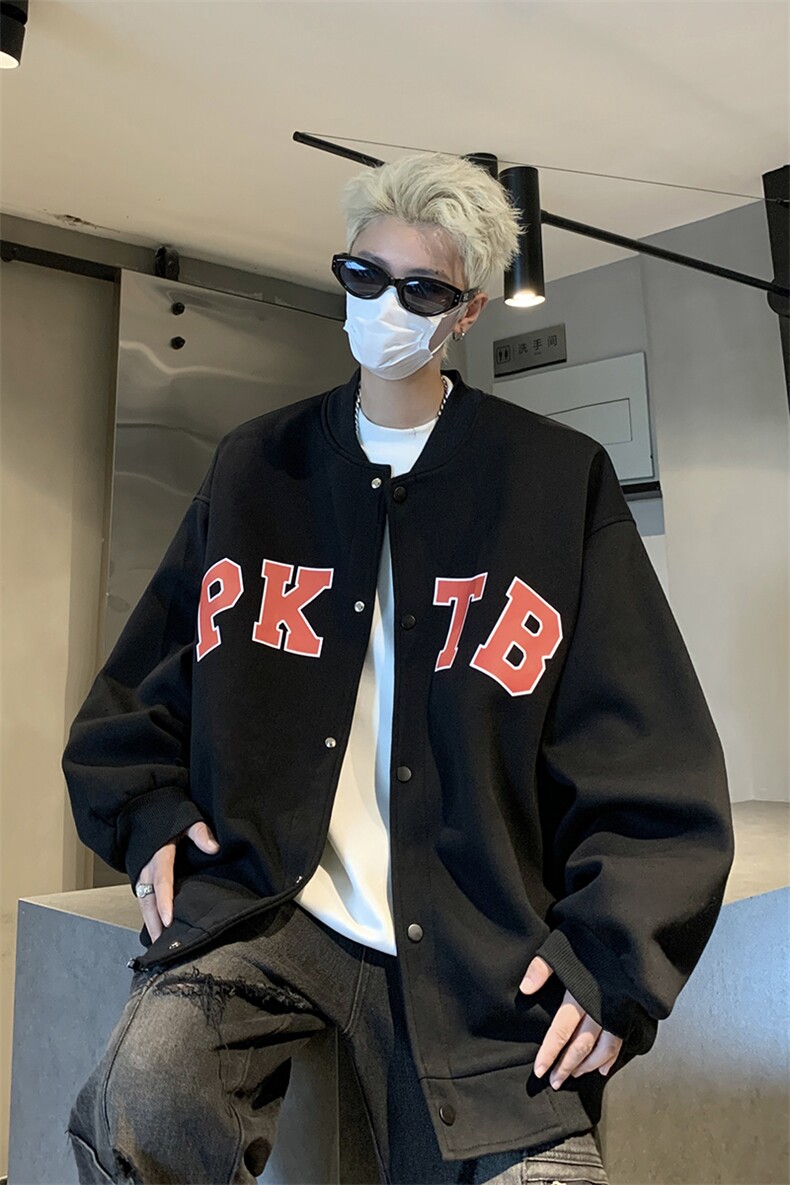 主推美式简约学院风棒球服情侣宽松夹克外套男女上衣G1095P78,男装夹克,电商A339