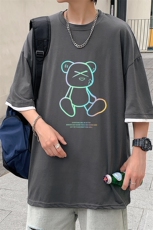 JT55139-P25假两件短袖t恤男大码胖子半袖体恤半截袖港风，男装T恤，电商A040