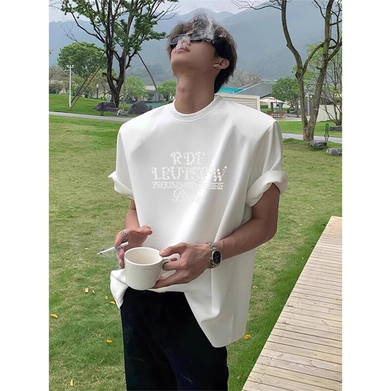 可设48小时发货支持抖音得物来样二开230克重磅美式短袖t恤MT402,男装T恤,电商A486