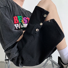 牛仔短裤男韩版排扣开衩高街2023夏季新款ins五分裤N05532-P38，男装牛仔裤，星座308B-1