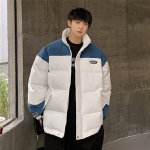 1港风外景灯芯绒拼接棉衣男立领棉衣男外套男8718P128控168图片