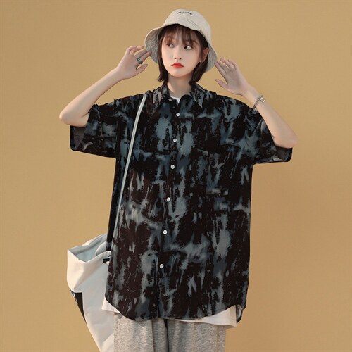 2024夏季新款港风情侣短袖衬衫衬衣A158-CS611-P45控58,男装衬衫,电商A158-1