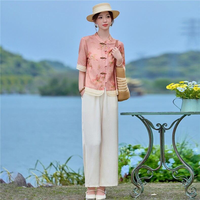 2026年夏季新款时尚休闲盘扣阔腿套装，女装套装/套裙，依恋蒂丝