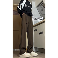 夏季冰丝垂感西裤痞帅韩版腰带装饰松紧直筒休闲裤长裤K6348-P42，男装西裤，星座412-3