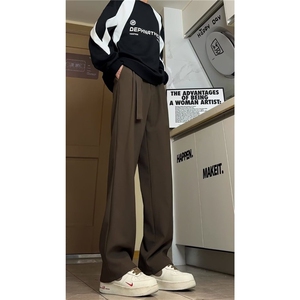 夏季冰丝垂感西裤痞帅韩版腰带装饰松紧直筒休闲裤长裤K6348-P42图片